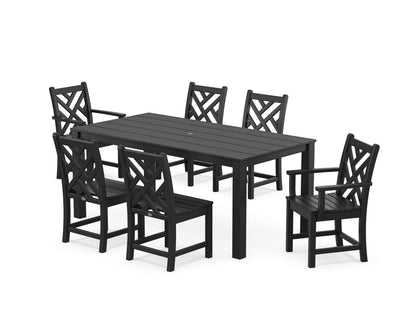 POLYWOOD Chippendale 7-Piece Parsons Dining Set in Black