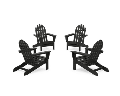 POLYWOOD 4-Piece Classic Adirondack Conversation Set in Black