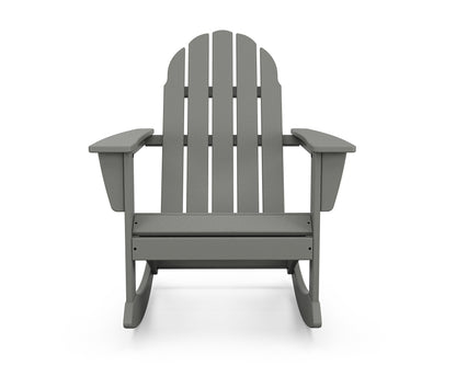 Straight-on front view of the POLYWOOD Vineyard Adirondack Rocking Chair in Slate Grey