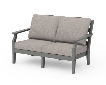 POLYWOOD Savannah Deep Seating Loveseat in Slate Grey / Weathered Tweed