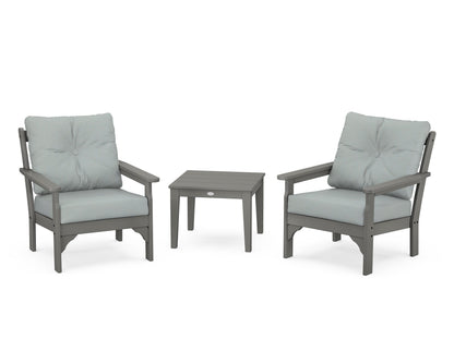 POLYWOOD Vineyard 3-Piece Deep Seating Set in Slate Grey / Spa