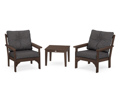 POLYWOOD Vineyard 3-Piece Deep Seating Set in Mahogany / Ash Charcoal