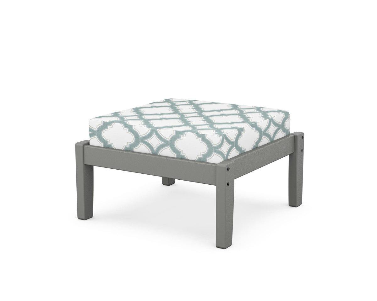 POLYWOOD Deep Seating Ottoman in Slate Grey / Trellis Glacier Spa