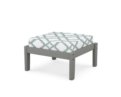POLYWOOD Deep Seating Ottoman in Slate Grey / Trellis Glacier Spa