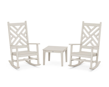 POLYWOOD Chippendale 3-Piece Rocking Chair Set in Sand