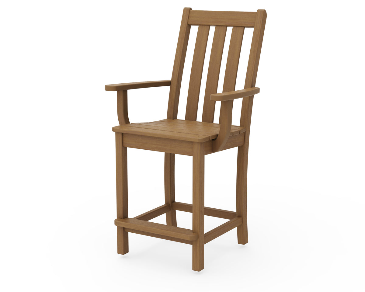 POLYWOOD Vineyard Counter Arm Chair in Natural