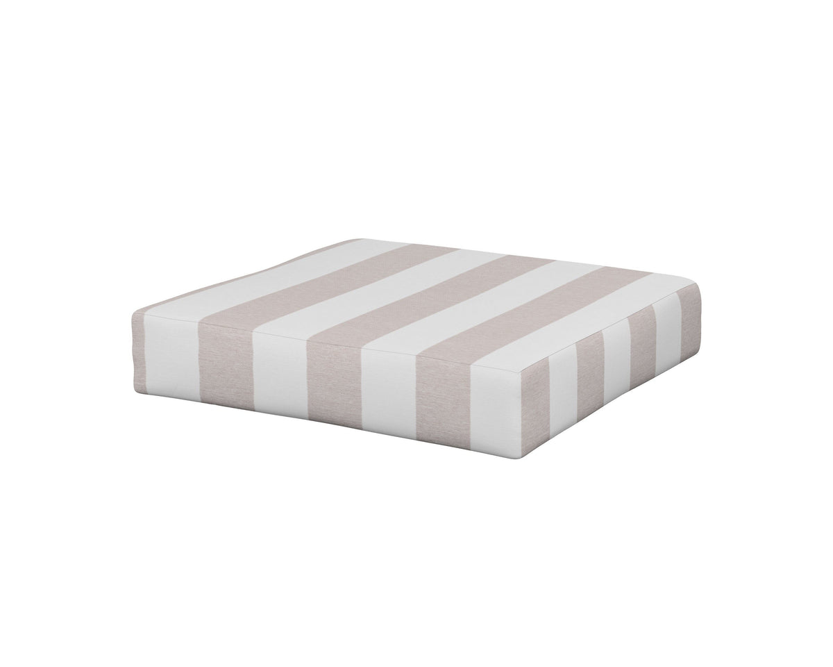 POLYWOOD Vineyard Ottoman Cushion in Cabana Stripe Dune Burlap