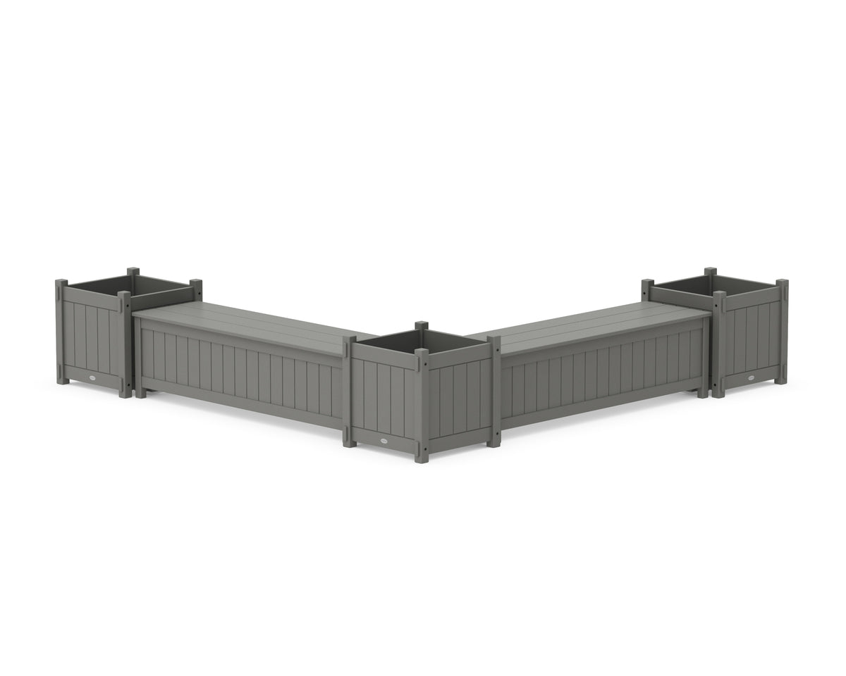 POLYWOOD 60" Vineyard L-Shaped Planter Storage Bench Corner Set - Large in Slate Grey