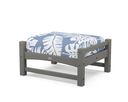 POLYWOOD Club Ottoman in Slate Grey / Leaf Sky Blue