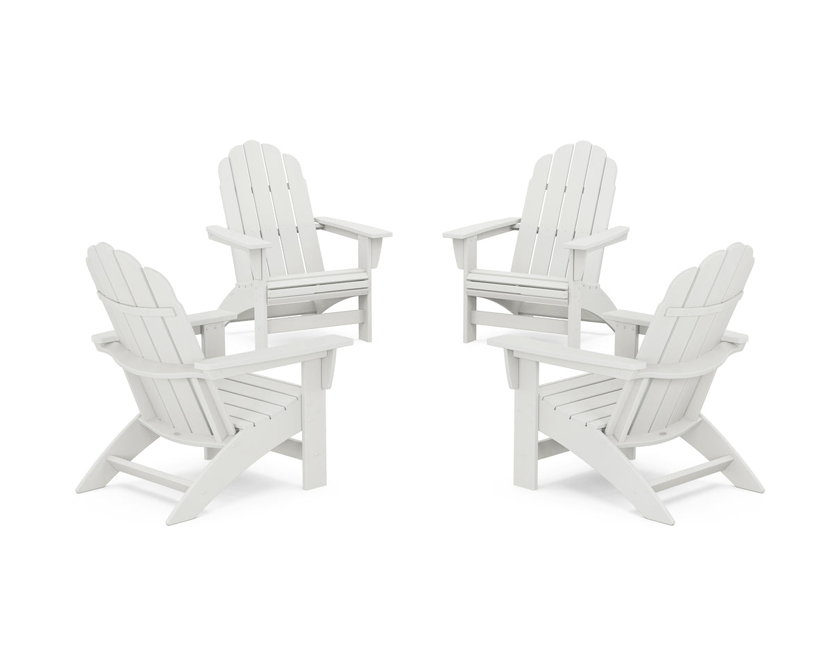 POLYWOOD 4-Piece Vineyard Grand Adirondack Chair Conversation Set in Vintage White