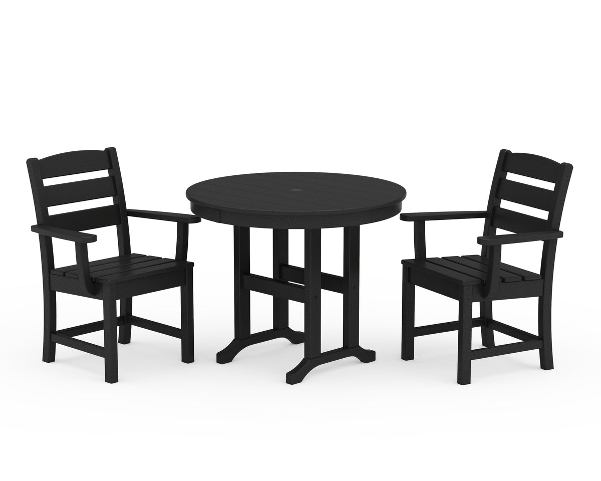 POLYWOOD Lakeside 3-Piece Round Dining Set in Black