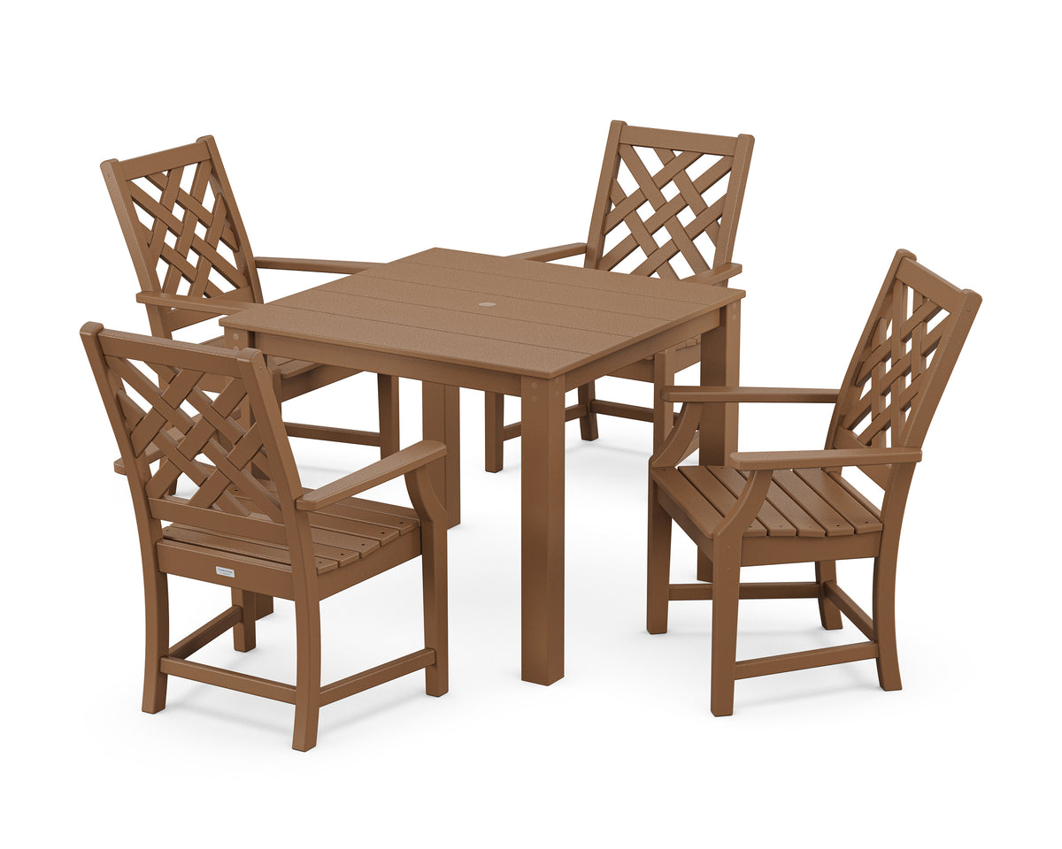 POLYWOOD Wovendale 5-Piece Parsons Dining Set in Teak