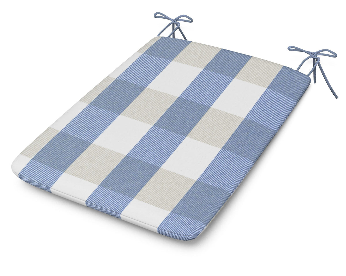 POLYWOOD 1100 Plaza Seat Pad in Buffalo Plaid Sky Blue