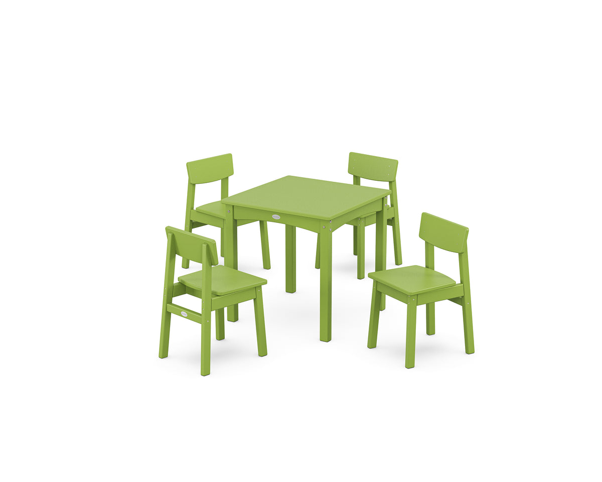 POLYWOOD Modern Studio Kids 5-Piece Dining Set in Lime