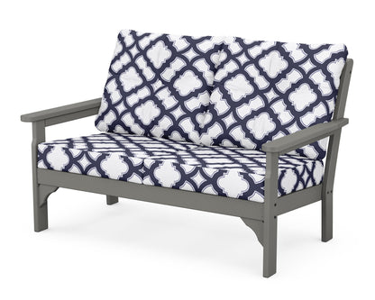 POLYWOOD Vineyard Deep Seating Loveseat in Slate Grey / Trellis Navy