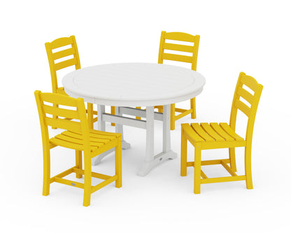 POLYWOOD La Casa Café 5-Piece Side Chair Dining Set - 48" Table in Lemon / White