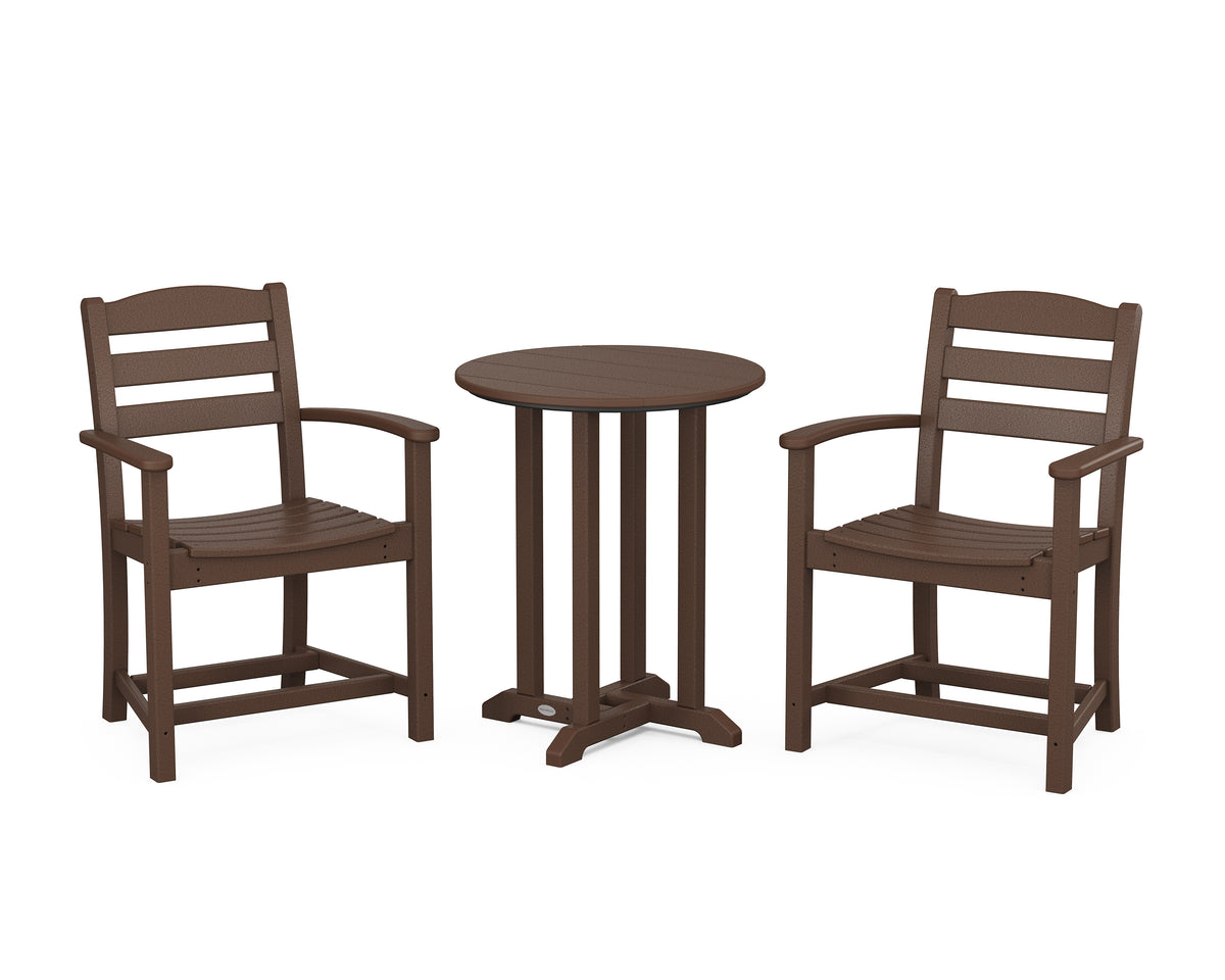POLYWOOD La Casa Café 3-Piece Round Bistro Dining Set in Mahogany