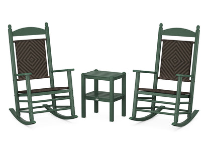 POLYWOOD Jefferson 3-Piece Woven Rocker Set in Green / Cahaba
