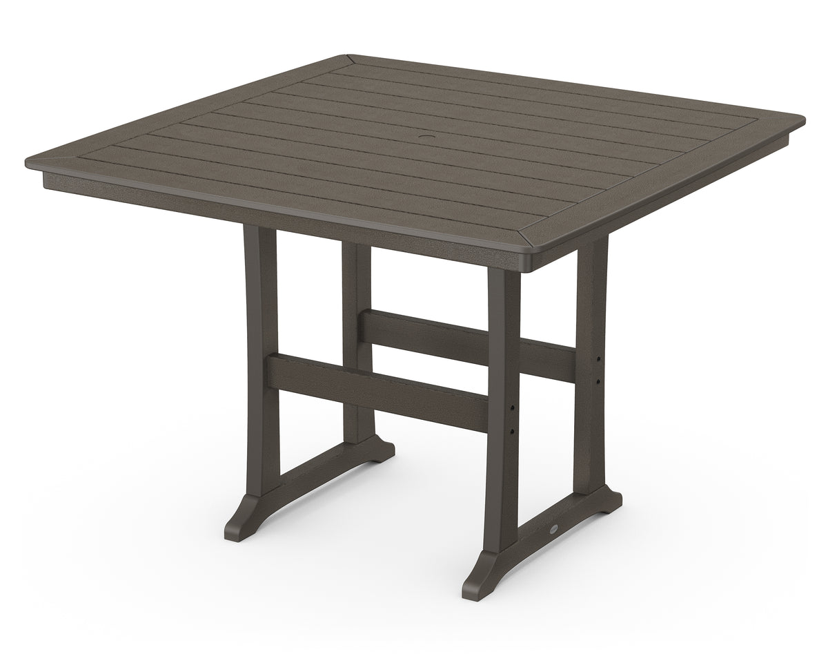 POLYWOOD Nautical Trestle 59" Bar Table in Vintage Coffee