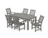 POLYWOOD Chinoiserie Arm Chair 7-Piece Parsons Dining Set in Slate Grey