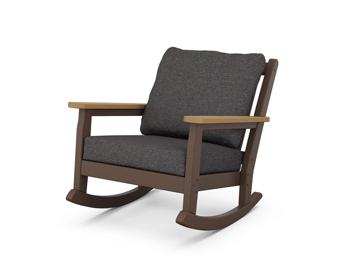 POLYWOOD Chippendale Deep Seating Rocking Chair in Mahogany / Natural / Ash Charcoal