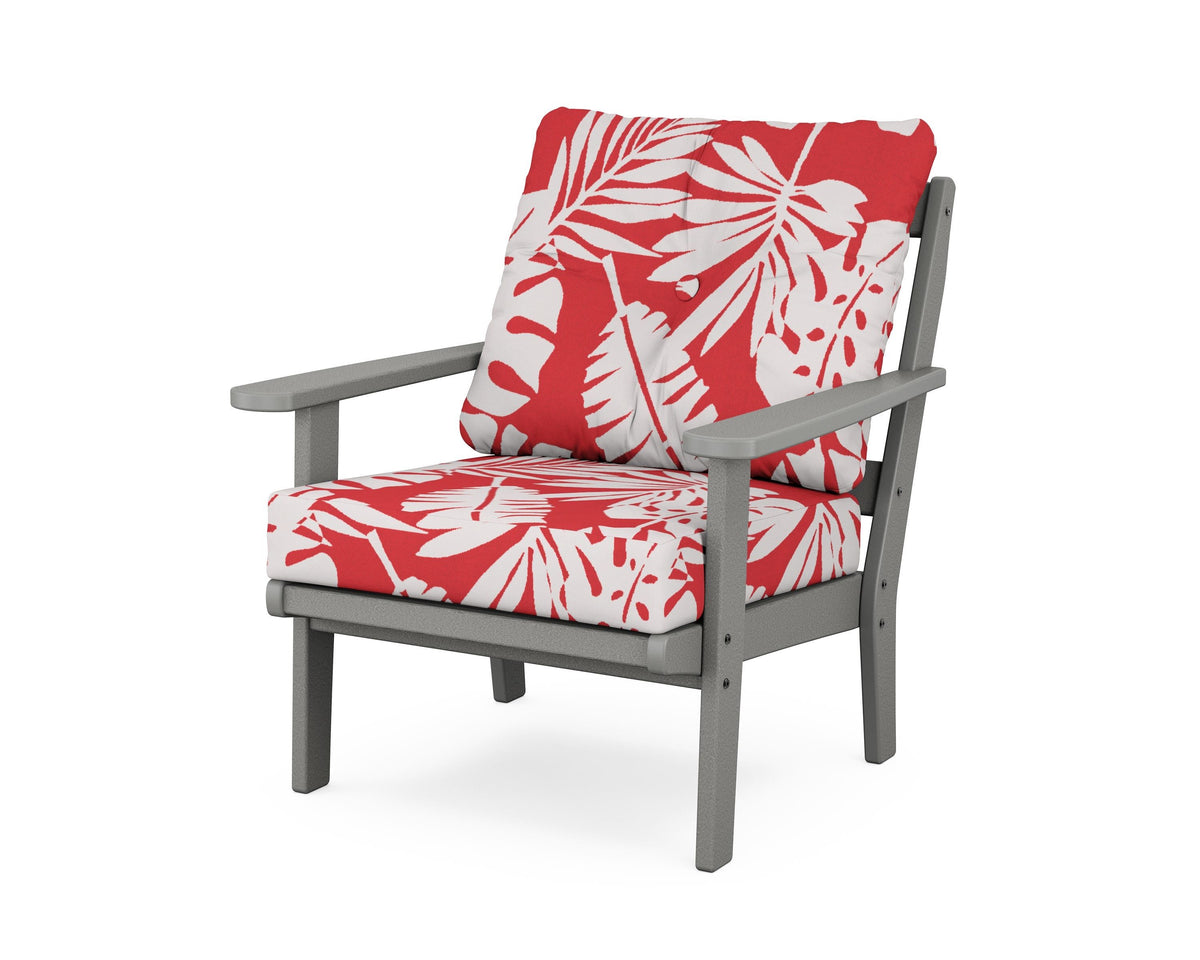 POLYWOOD Mission Deep Seating Chair in Slate Grey / Leaf Crimson