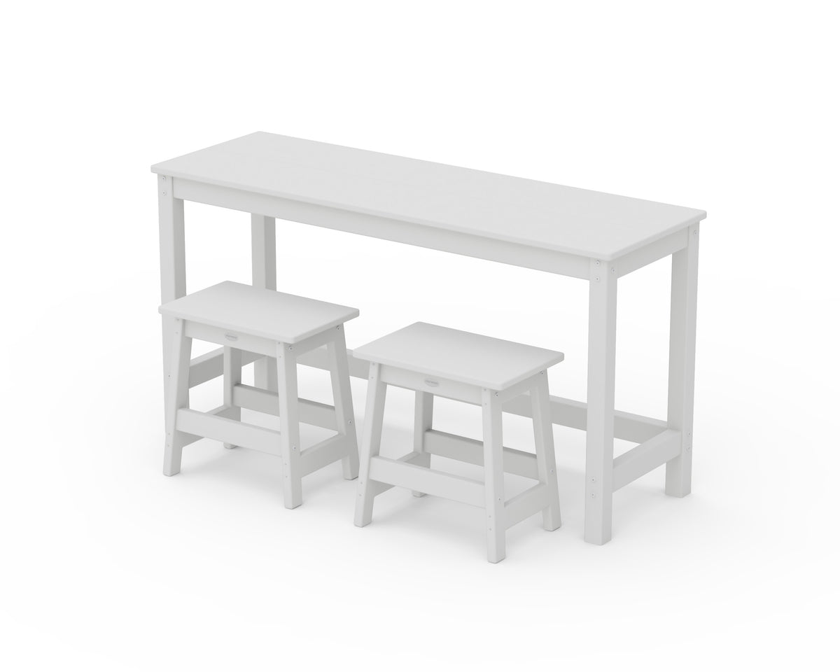 POLYWOOD Modern Studio Stool 3-Piece Balcony Set in White