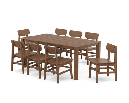 POLYWOOD Modern Studio Urban Chair 9-Piece Parsons Dining Set in Teak