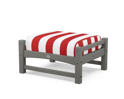 POLYWOOD Club Ottoman in Slate Grey / Cabana Stripe Crimson