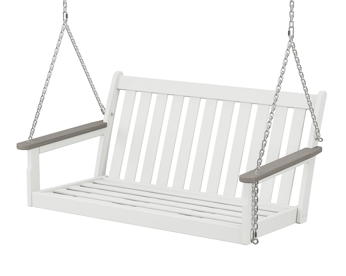 POLYWOOD Vineyard Deep Seating Swing Frame in White / Driftwood
