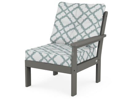 POLYWOOD Vineyard Modular Right Arm Chair in Slate Grey / Trellis Glacier Spa