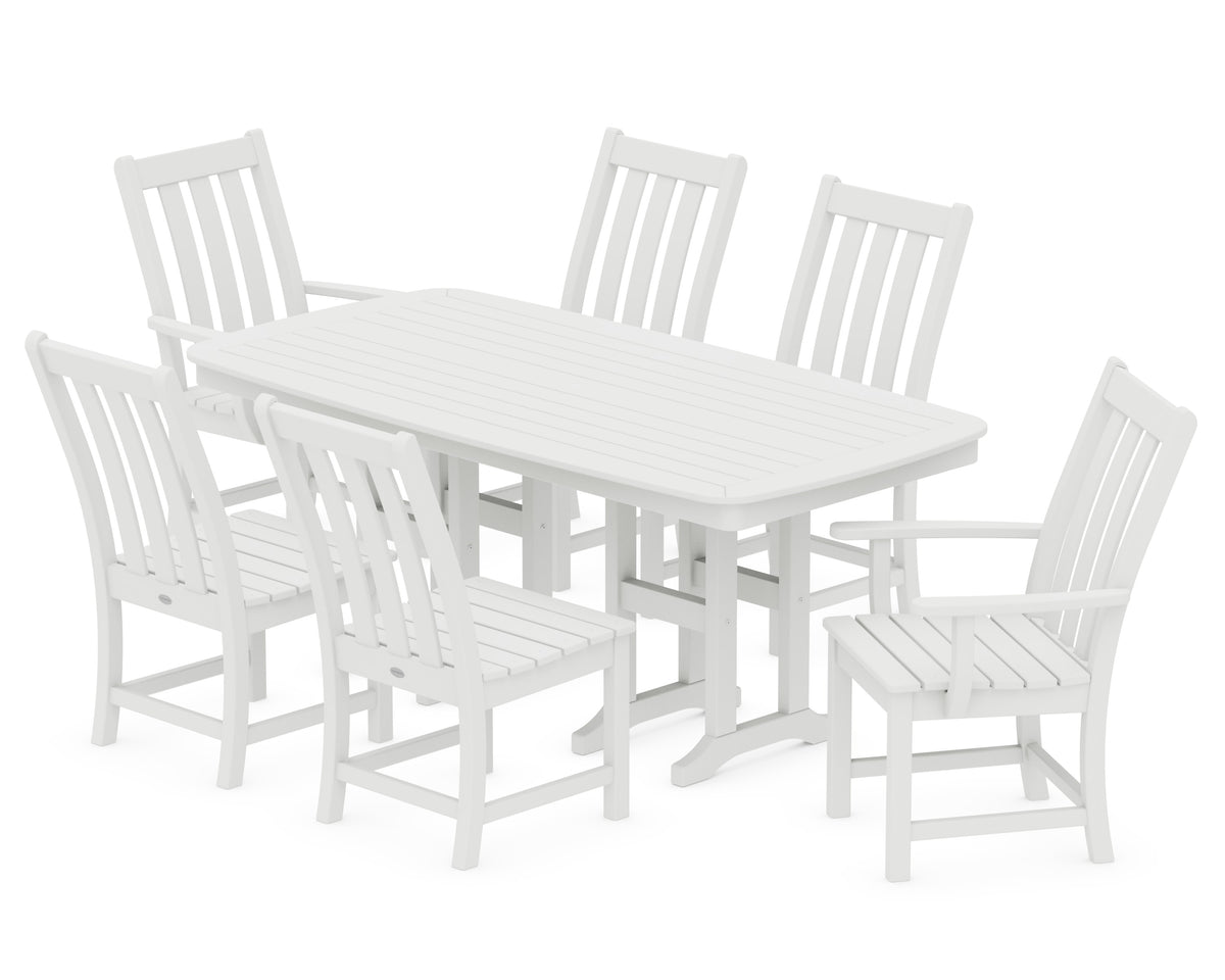 POLYWOOD Vineyard 7-Piece Dining Set - 37" x 72" Table in White