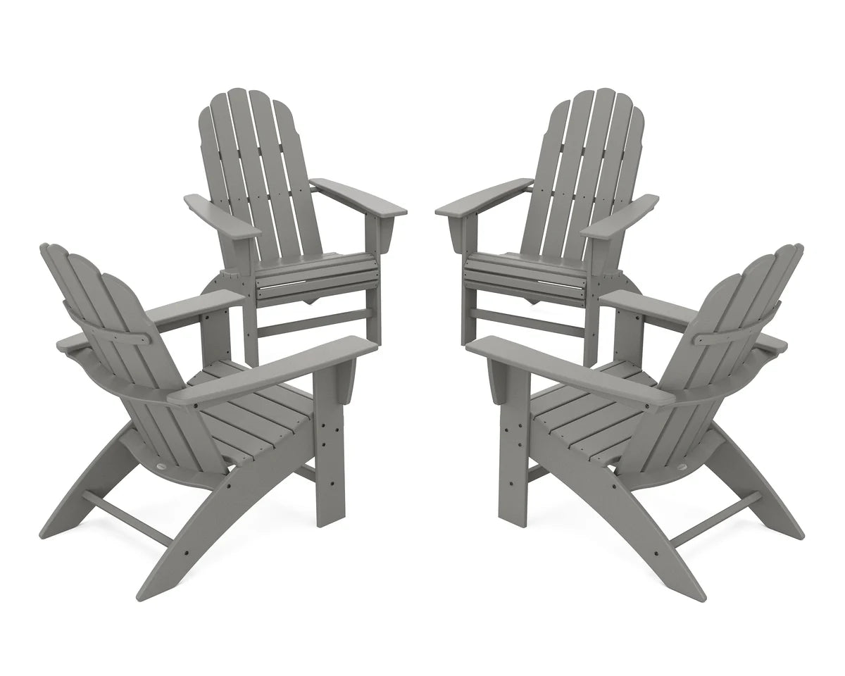 POLYWOOD 4-Piece Vineyard Curveback Adirondack Chair Conversation Set