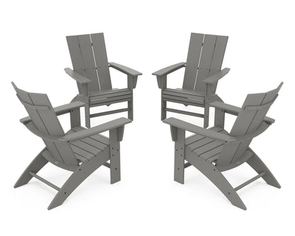 POLYWOOD 4-Piece Modern Curveback Adirondack Conversation Set
