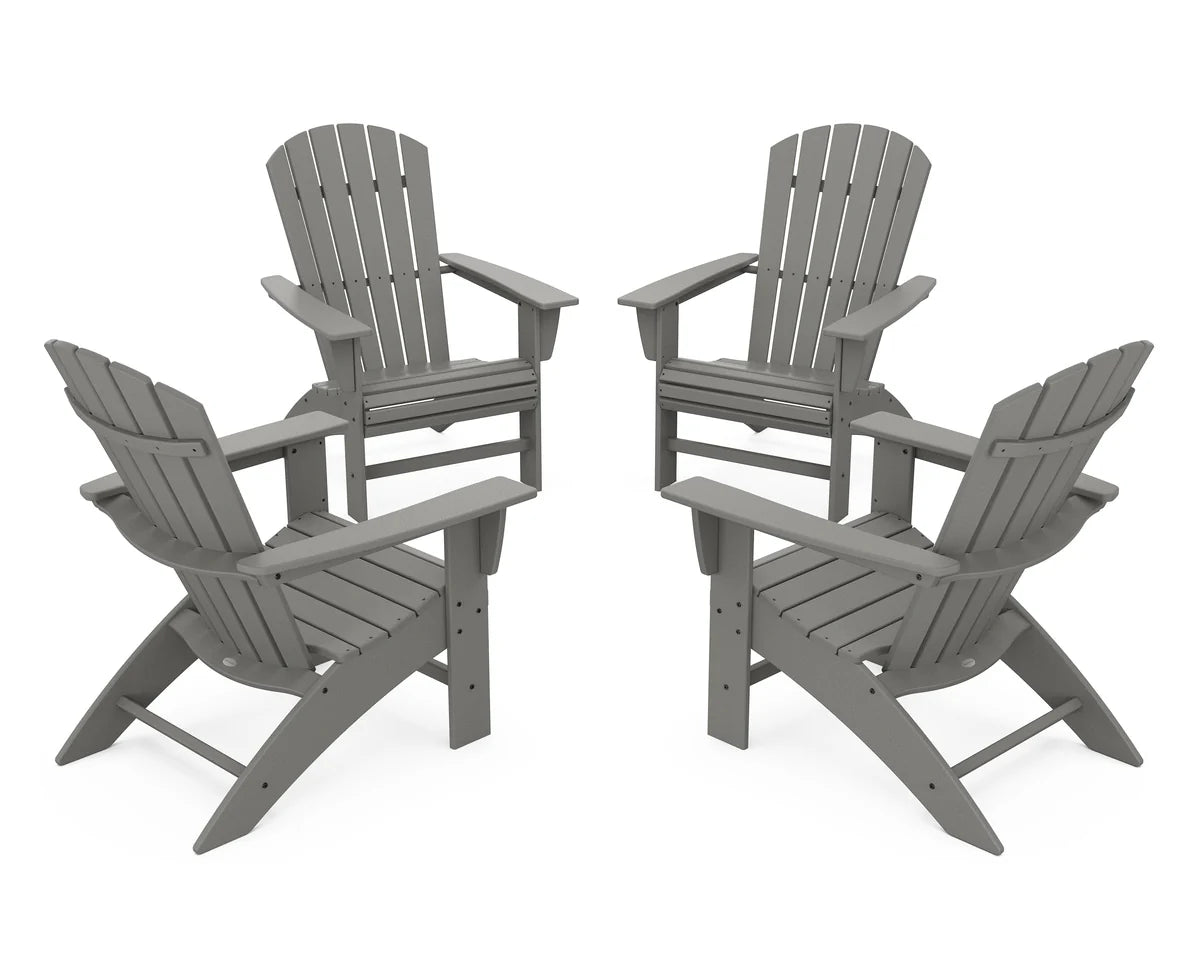 POLYWOOD 4-Piece Nautical Curveback Adirondack Chair Conversation Set