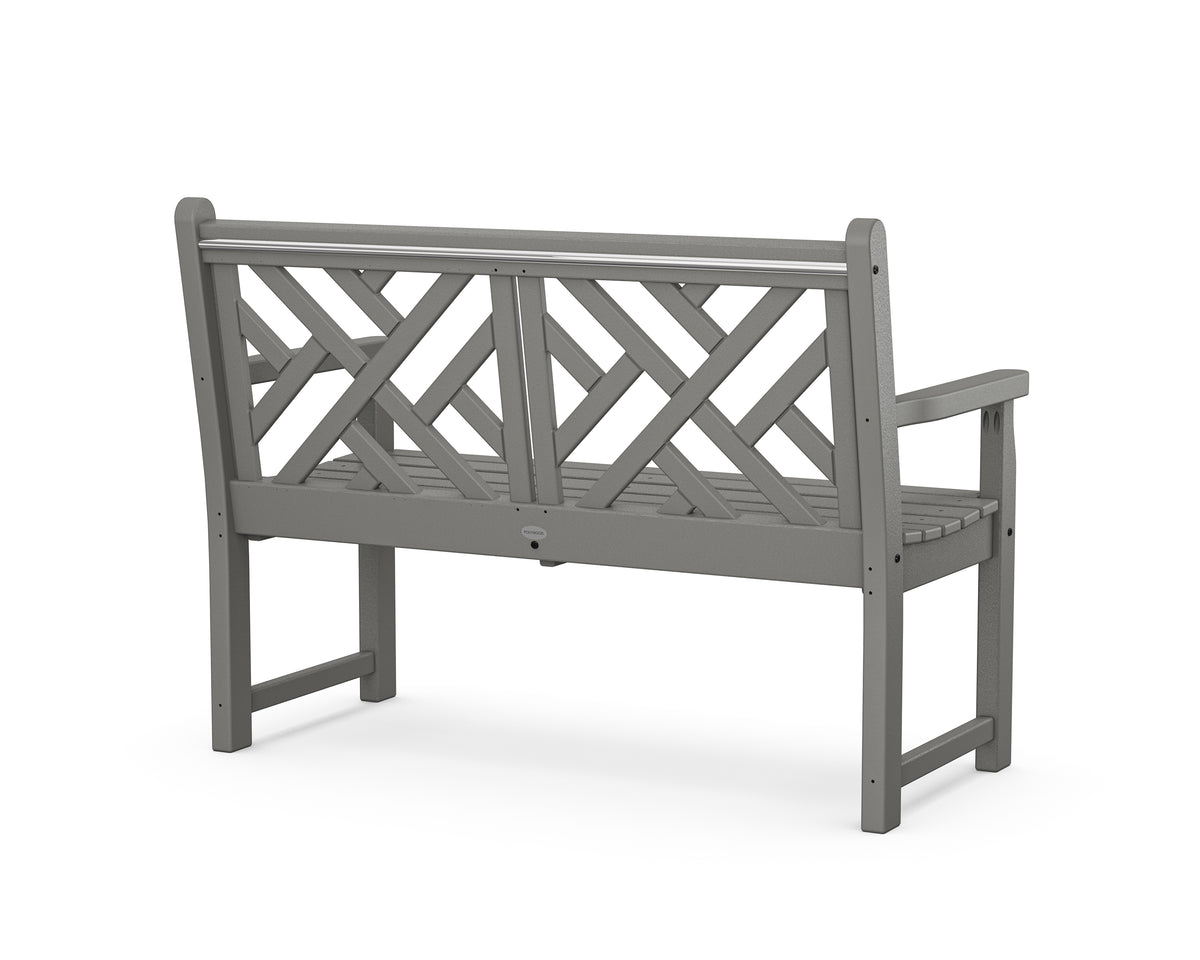 Angled view of the POLYWOOD Chippendale 48" Bench in Slate Grey