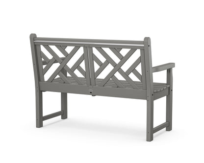 Angled view of the POLYWOOD Chippendale 48" Bench in Slate Grey