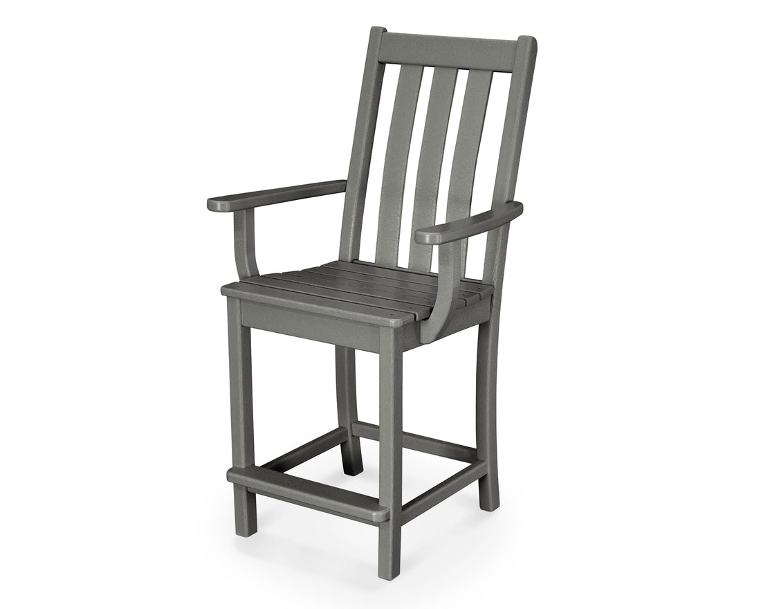POLYWOOD Vineyard Counter Arm Chair in Slate Grey