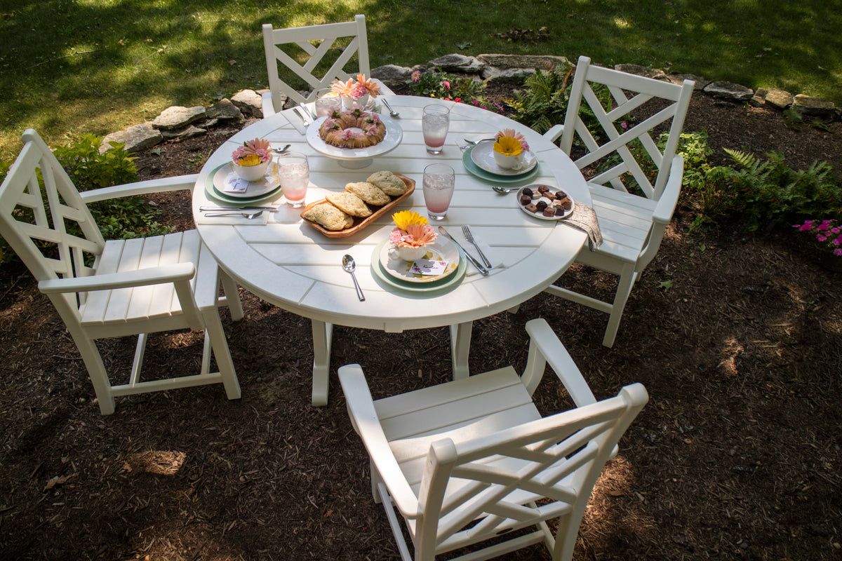 POLYWOOD Nautical Trestle 48" Round Dining Table lifestyle