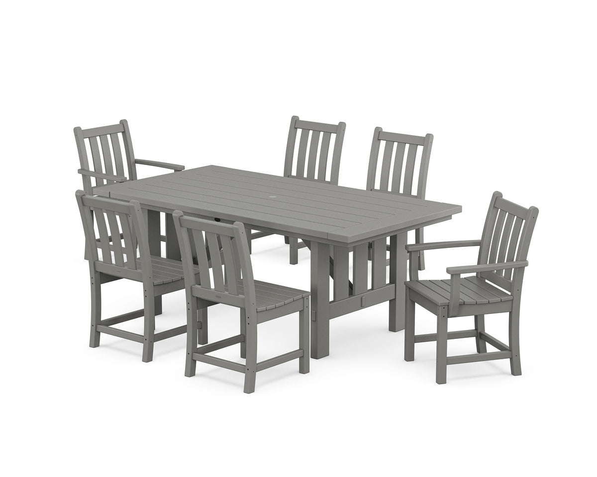 POLYWOOD Traditional Garden 7-Piece Dining Set with Mission Table in Slate Grey