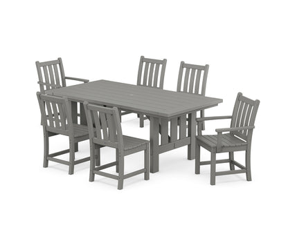 POLYWOOD Traditional Garden 7-Piece Dining Set with Mission Table in Slate Grey