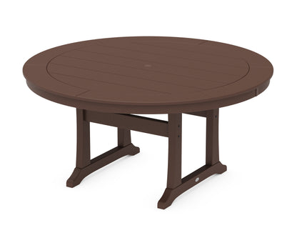 POLYWOOD Nautical Trestle 60" Round Dining Table in Mahogany