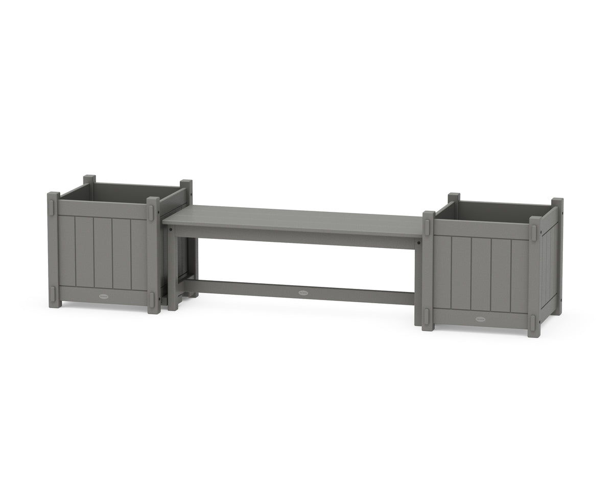 POLYWOOD 48" Vineyard Straight Planter Bench Set - Large in Slate Grey