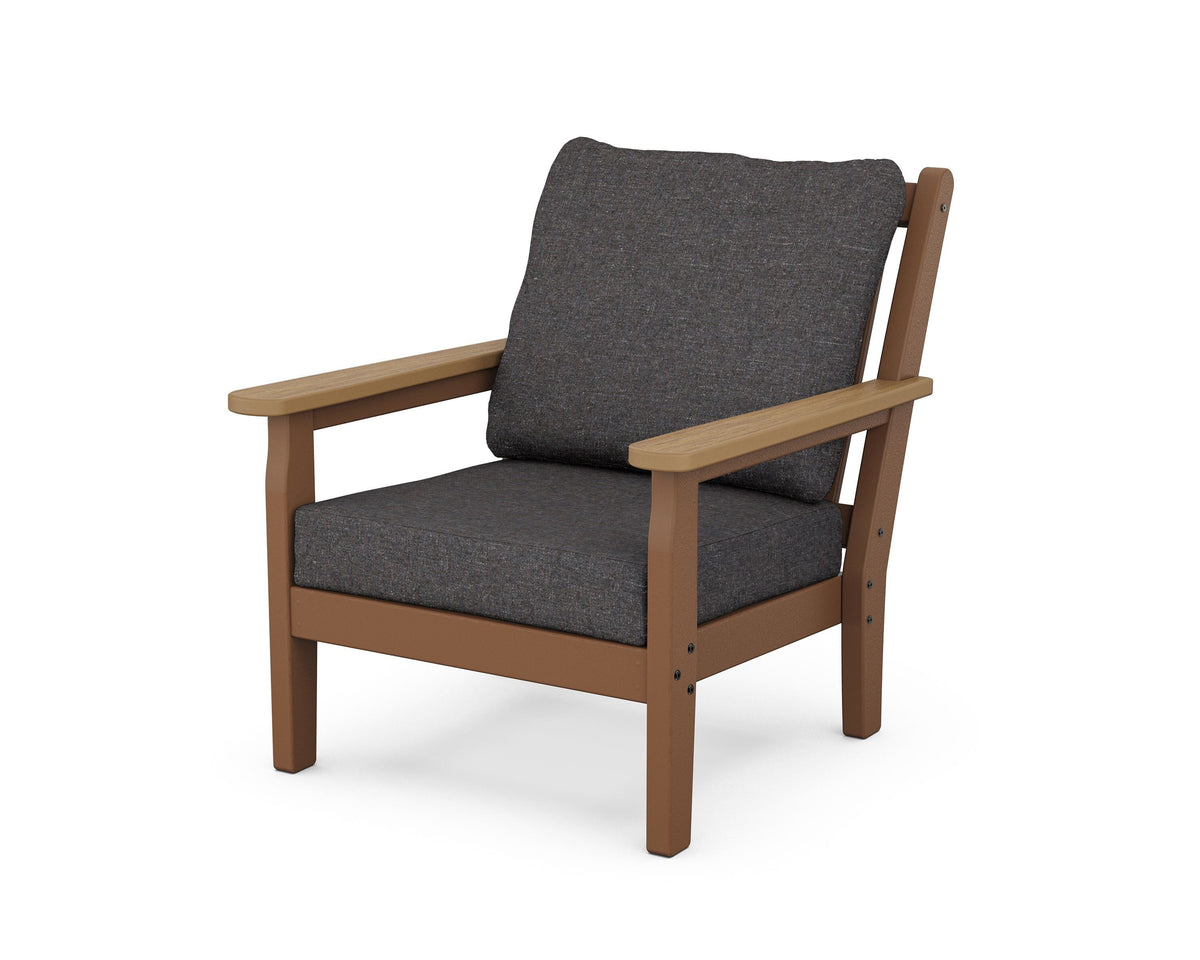 POLYWOOD Chippendale Deep Seating Chair in Teak / Natural / Ash Charcoal