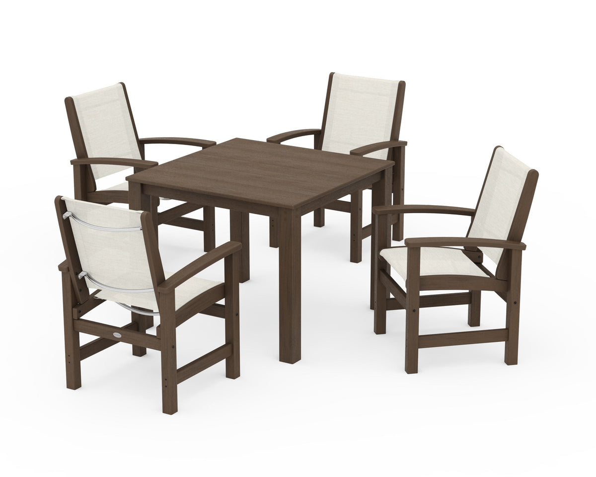 POLYWOOD Coastal 5-Piece Parsons Dining Set in Kona / Parchment