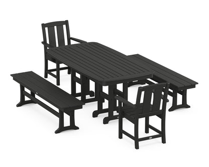 POLYWOOD Mission 5-Piece Dining Set with Benches in Black
