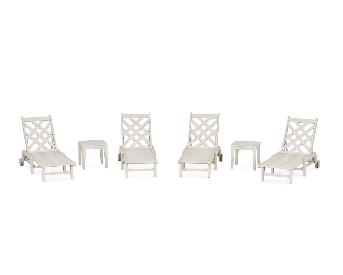 POLYWOOD Wovendale 6-Piece Chaise Set with Wheels in Sand