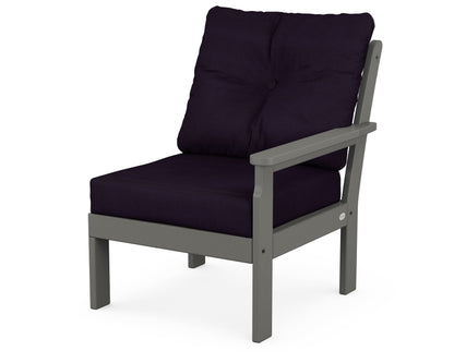 POLYWOOD Vineyard Modular Right Arm Chair in Slate Grey / Navy Linen