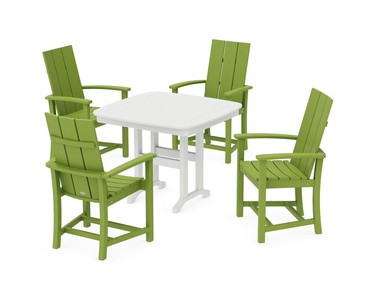 POLYWOOD Modern Adirondack 5-Piece Dining Set in Lime / White
