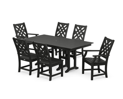 POLYWOOD Wovendale 7-Piece Farmhouse Dining Set in Black